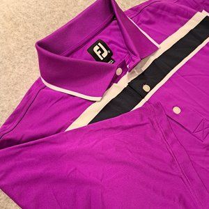 FootJoy Mens Golf Polo Size XL Purple with Blue and White Stripe